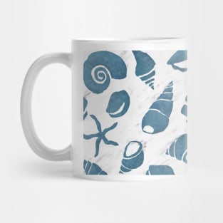 Azure South pacific sea shells - white marble Mug